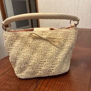 Liz Claiborne Crochet Purse Straw Handle Bag